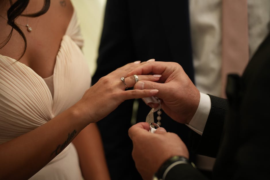 Exchanging wedding rings during the ceremony